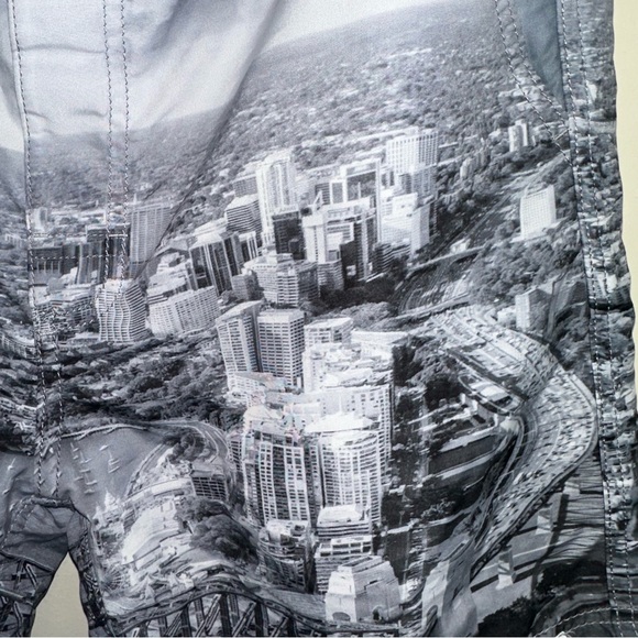 DUCHAMP Mens L Sydney Harbour Bridge Board Shorts City Scene Gray Vacation Beach - Picture 4 of 14